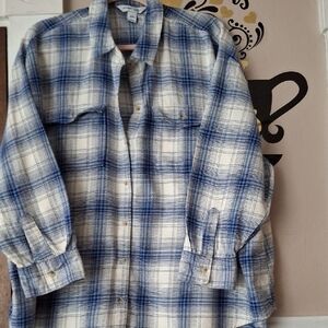 Old Navy Blue and White Checkered Shirt